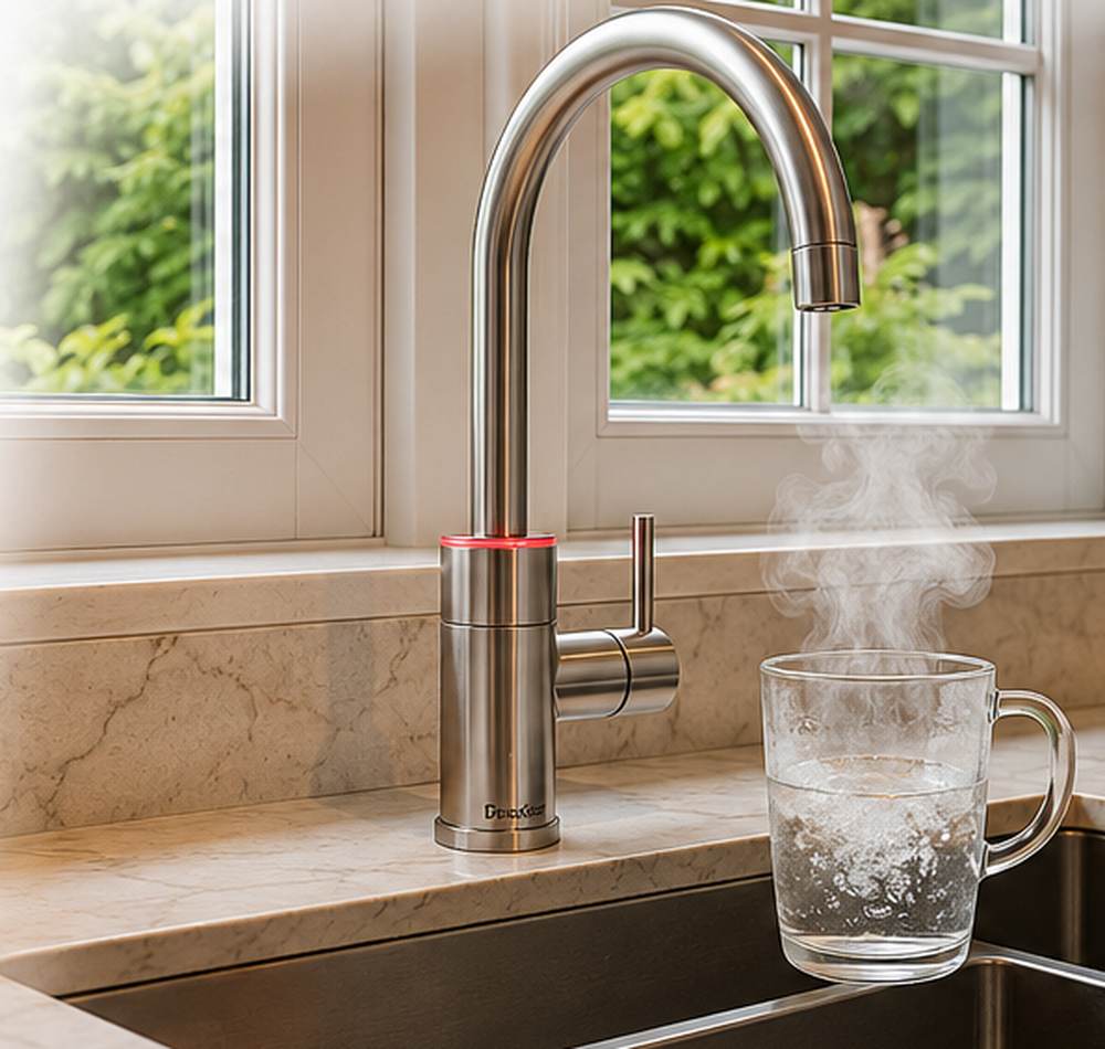 Quooker boiling water tap installed in a modern kitchen