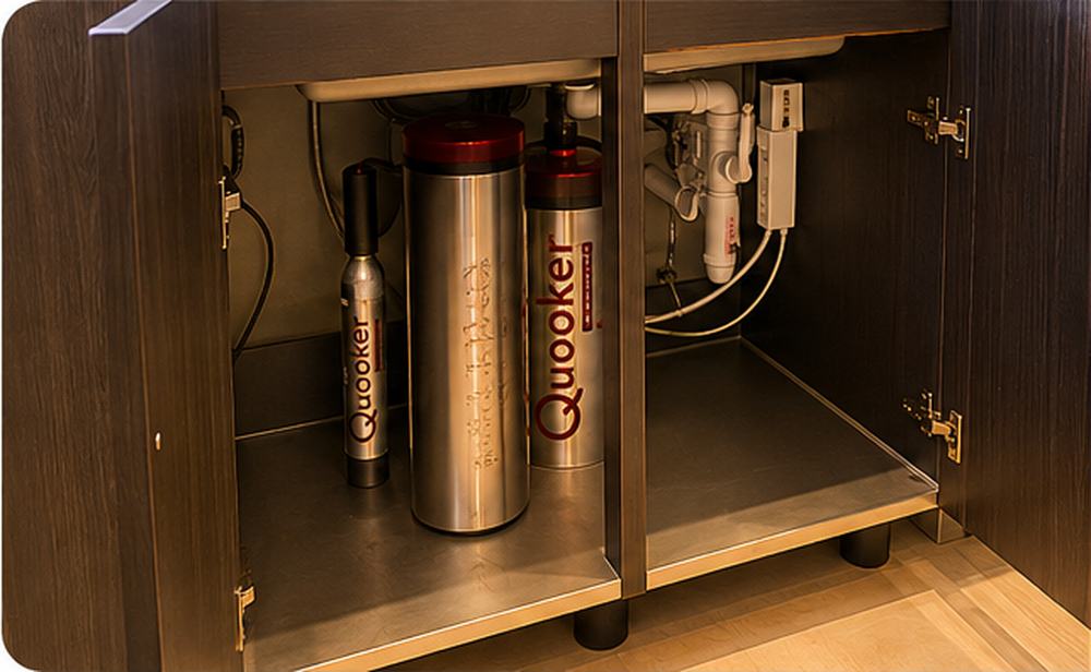 Quooker tank installation under a kitchen sink
